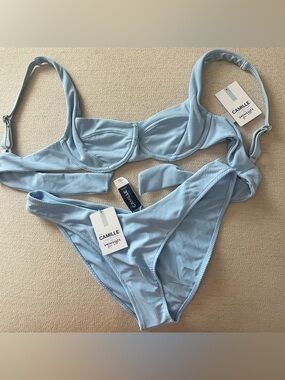 The Camille Collection with Swimsuits for All Light Blue Ribbed Bikini Set NWT!!